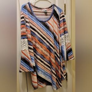 NOTATIONS / NEW DIRECTIONS Curvy 3X Women's BOHO Style Blouse NWT.